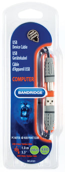 Bandridge BCL4101 Usb 2.0 Kabel A Male - B Male Rond 1.00 M Blauw