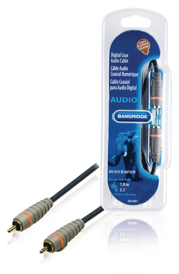 Bandridge BAL4801 Digitale Audiokabel Rca Male - Rca Male 1.00 M Blauw