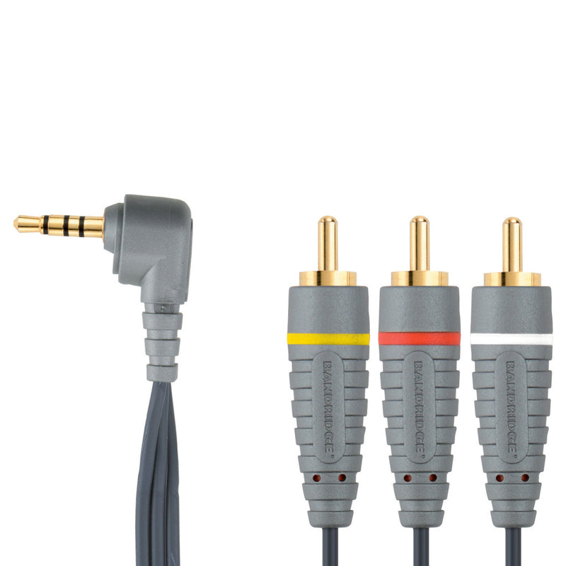 Bandridge BVL4202 Composiet Videokabel 3.5 Mm Male - 3x Rca Male 2.00 M Blauw