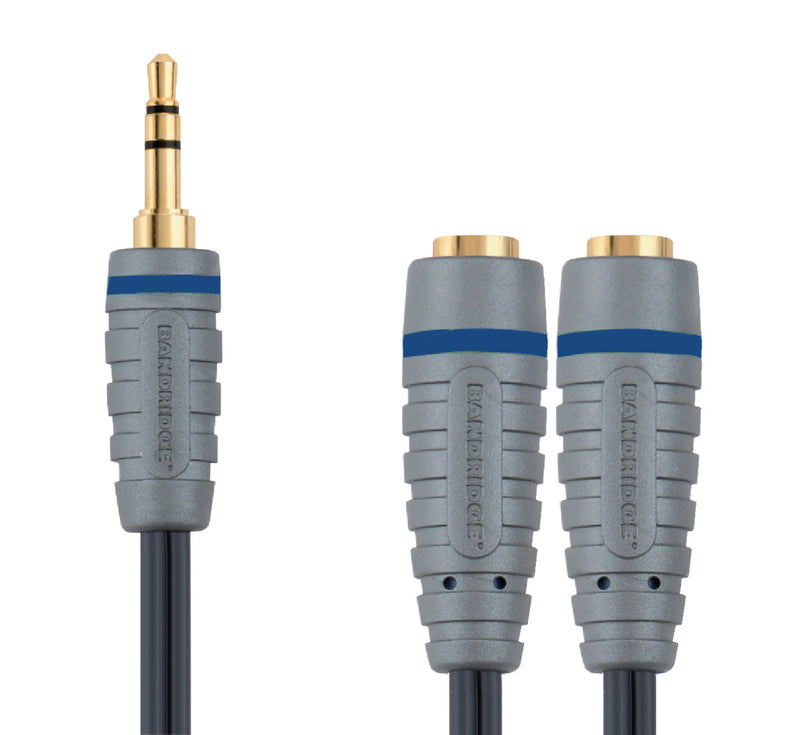 Bandridge BAL3200 Stereo Audiokabel 3.5 Mm Male - 2x 3.5 Mm Female 0.20 M Blauw