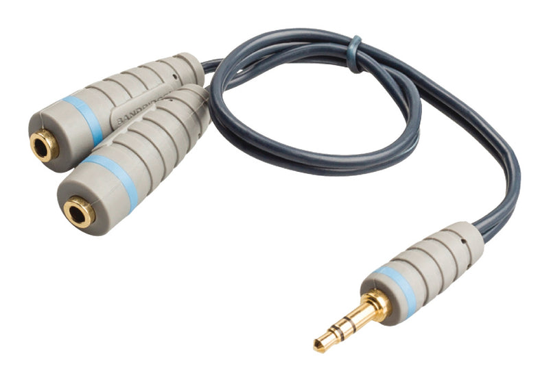 Bandridge BAL3200 Stereo Audiokabel 3.5 Mm Male - 2x 3.5 Mm Female 0.20 M Blauw