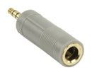 Bandridge BAP446 Stereo Audio Adapter 3.5 Mm Male - 6.35 Mm Female Grijs