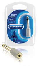 Bandridge BAP664 Stereo Audio Adapter 6.35 Mm Male - 3.5 Mm Female Grijs