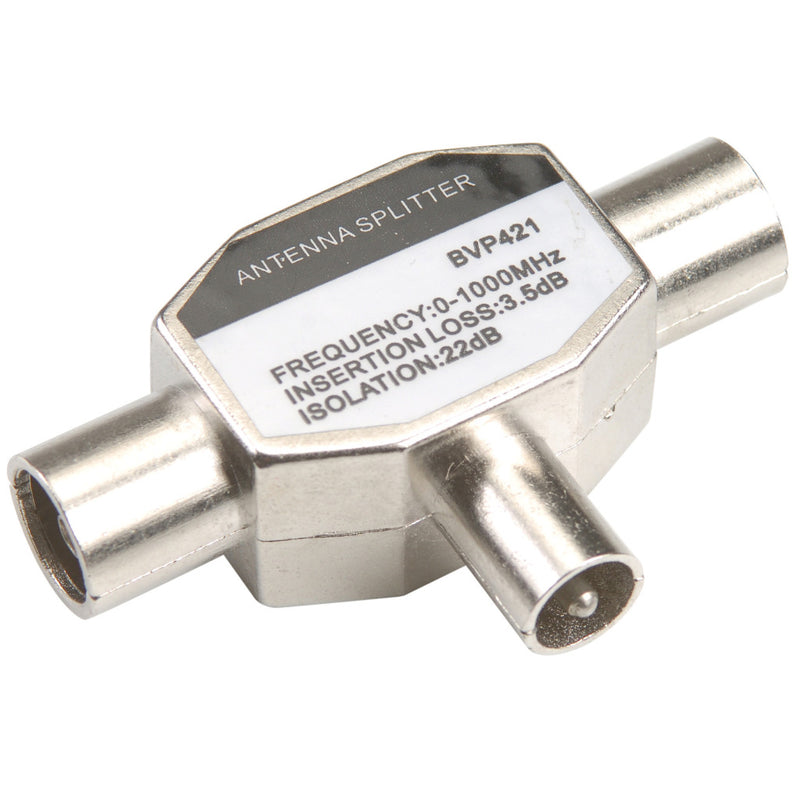 Bandridge BVP421 Coax Adapter Coax Male (iec) - 2x Coaxconnector Female (iec) Zilver