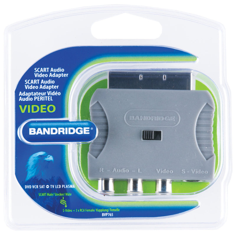 Bandridge BVP765 Scart Adapter Scart Male - S-video Female + 3x Rca Female Grijs