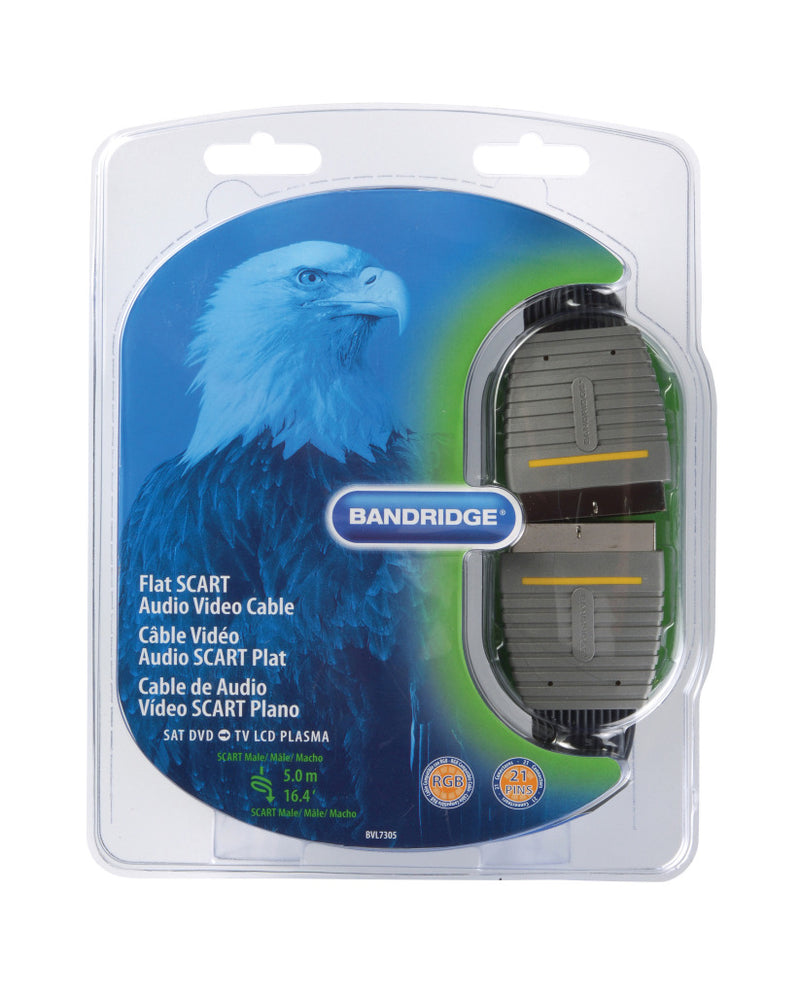 Bandridge Bvl7305 Platte Scart Audio Video Kabel 5.0 M
