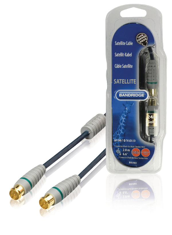 Bandridge BVL9302 Antennekabel F-male Quick - F-male Quick 2.00 M Wit