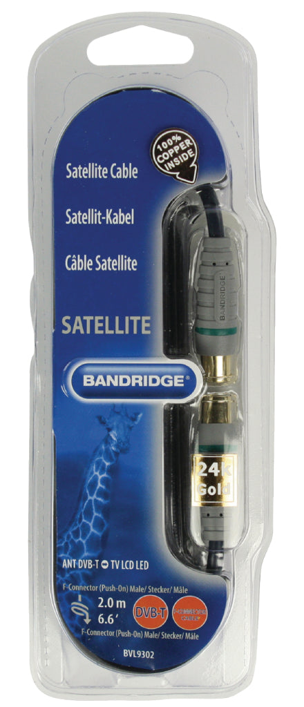 Bandridge BVL9302 Antennekabel F-male Quick - F-male Quick 2.00 M Wit
