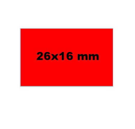 Etiket 26x16 fluor rood rechthoekig permanent 6 rol a 1000st