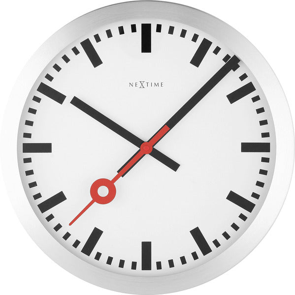 NeXtime NE-3999ST Wandklok Dia. 35 Cm, Geborsteld Aluminium, &#039;Station&#039;