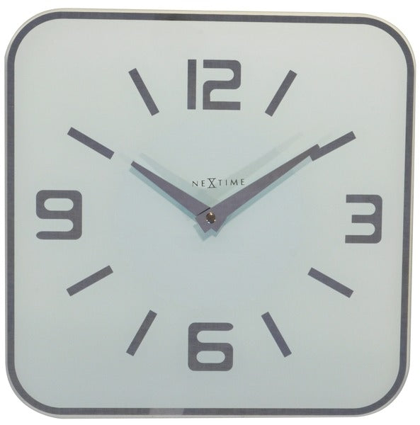 NeXtime NE-8149WI Wandklok 43x43 Cm, Glas, Spiegel, Wit