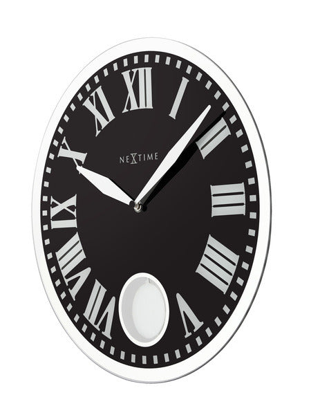 NeXtime NE-8161 Wandklok Dia. 43 X 4.2 Cm, Glas, Zwart, 'Romana'