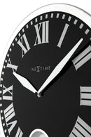 NeXtime NE-8161 Wandklok Dia. 43 X 4.2 Cm, Glas, Zwart, 'Romana'