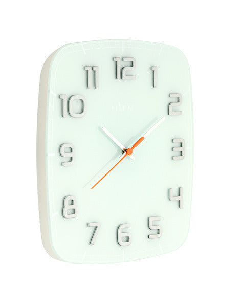 NeXtime NE-8816WI Wandklok 30 X 30 X 3.5 Cm, Glas, Wit, 'Classy Square'