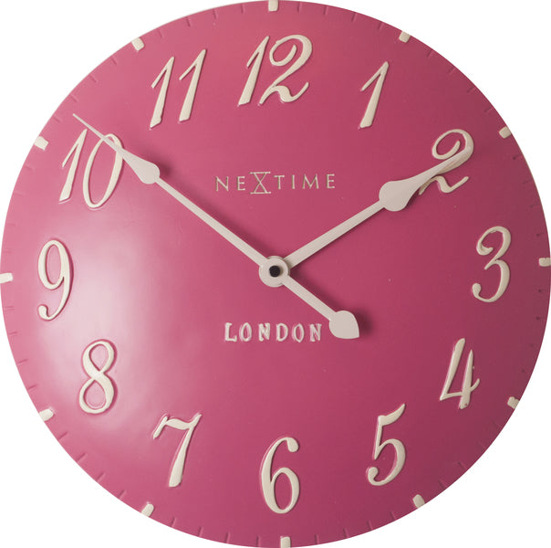 NeXtime NE-3084RZ Wandklok Dia 24,5 Cm Poly Resin, Roze, 'London'