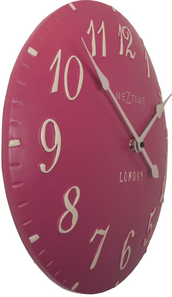 NeXtime NE-3084RZ Wandklok Dia 24,5 Cm Poly Resin, Roze, 'London'