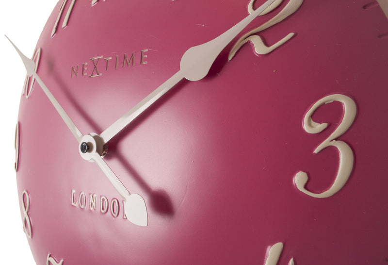 NeXtime NE-3084RZ Wandklok Dia 24,5 Cm Poly Resin, Roze, 'London'