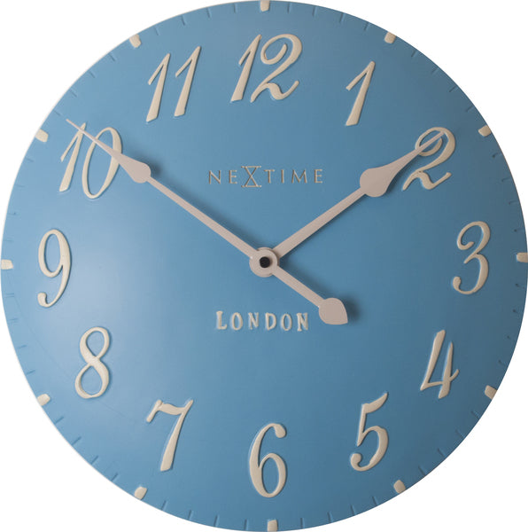 NeXtime NE-3084BL Wandklok Dia 24,5 Cm Poly Resin, Blauw, 'London'