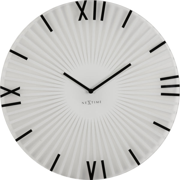 NeXtime NE-8175WI Wandklok Dia. 43 X 3.5 Cm, Glas, Wit, 'Sticks'