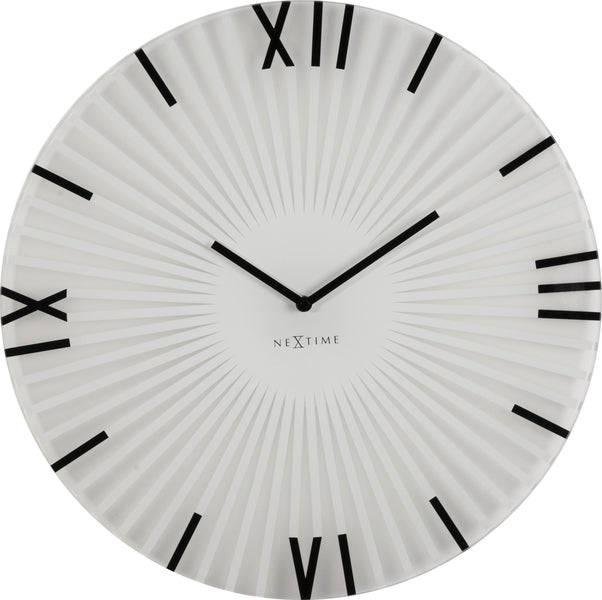 NeXtime NE-8175WI Wandklok Dia. 43 X 3.5 Cm, Glas, Wit, 'Sticks'