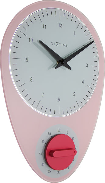 NeXtime NE-3097RZ Wandklok 28x19cm &#039;Hans&#039;, Roze Met Timer