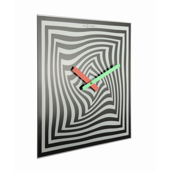 NeXtime NE-8177 Wandklok 43x43cm, Glas, Zwart, 'Gracy'