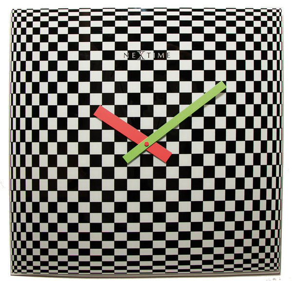 NeXtime NE-8178 Wandklok 43x43cm, Glas, Zwart, 'Victor'