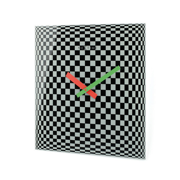 NeXtime NE-8178 Wandklok 43x43cm, Glas, Zwart, 'Victor'