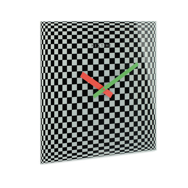 NeXtime NE-8178 Wandklok 43x43cm, Glas, Zwart, 'Victor'