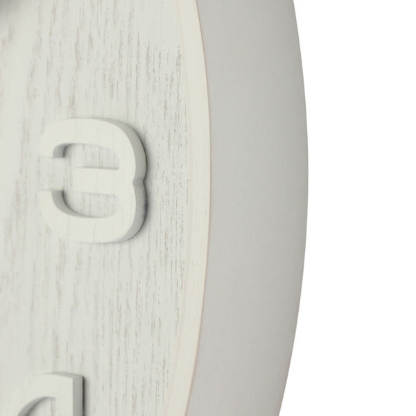 NeXtime NE-3096WI Wandklok Dia. 35 Cm, Hout, Wit, 'Wood Wood Medium'