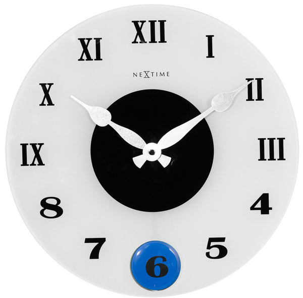 NeXtime NE-8635 Wandklok Dia. 35 X 4.5 Cm, Glas, Frosted, 'Milano Color'