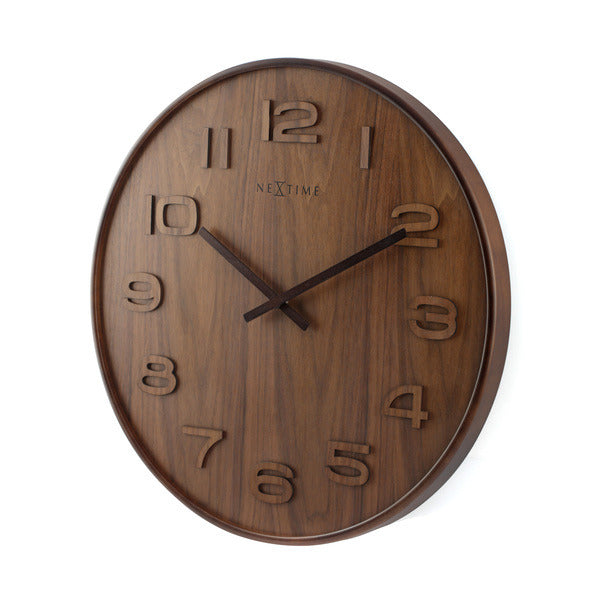 NeXtime NE-3095BR Wandklok Dia. 53 X 3 Cm, Hout, Bruin, 'Wood Wood Big'