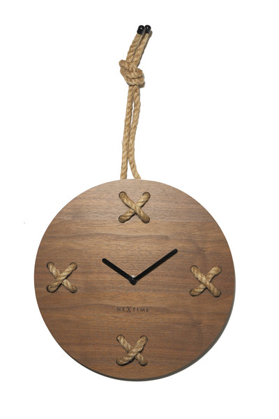 NeXtime NE-3111BR Wandklok 33 X 58 X 3 Cm, Hout, Bruin, 'Stitch'