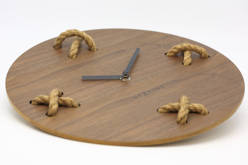 NeXtime NE-3111BR Wandklok 33 X 58 X 3 Cm, Hout, Bruin, 'Stitch'