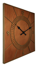 NeXtime NE-3112BR Wandklok 50x50cm Hout, Bruin, 'Wood Square'