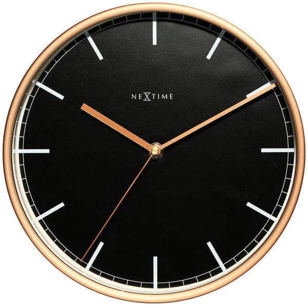 NeXtime NE-3122ST Wandklok Dia. 30 Cm Zwart, Koper