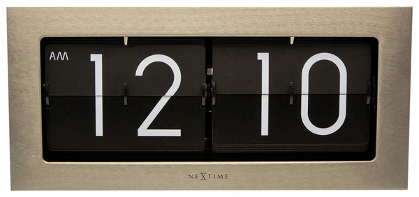 NeXtime NE-5198ZI Tafelklok 36 X 16.5 Cm, Metaal, Zilver, 'Big Flip'