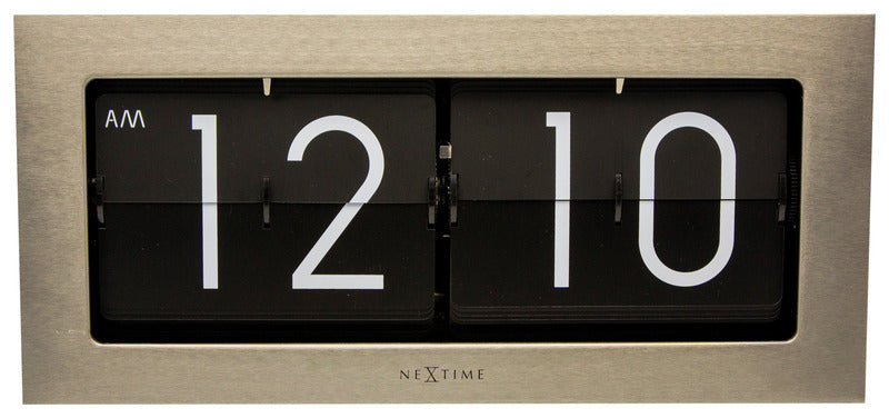 NeXtime NE-5198ZI Tafelklok 36 X 16.5 Cm, Metaal, Zilver, 'Big Flip'