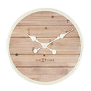 NeXtime NE-3134WI Wandklok Dia. 50 Cm, Hout, Wit, 'Plank'