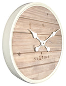 NeXtime NE-3134WI Wandklok Dia. 50 Cm, Hout, Wit, 'Plank'
