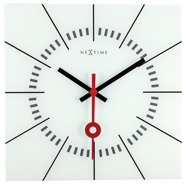 NeXtime NE-8636WI Wandklok 35 X 35 Cm, Glas, Wit, &#039;Stazione&#039;