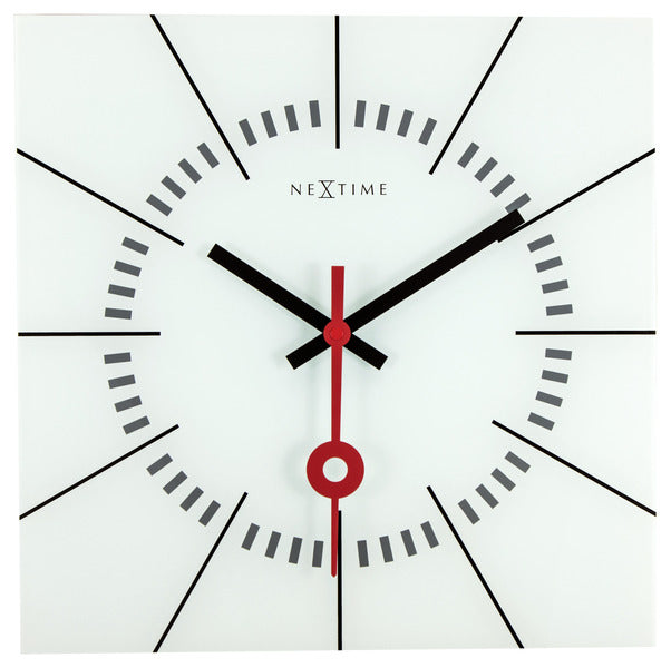 NeXtime NE-8636WI Wandklok 35 X 35 Cm, Glas, Wit, &#039;Stazione&#039;