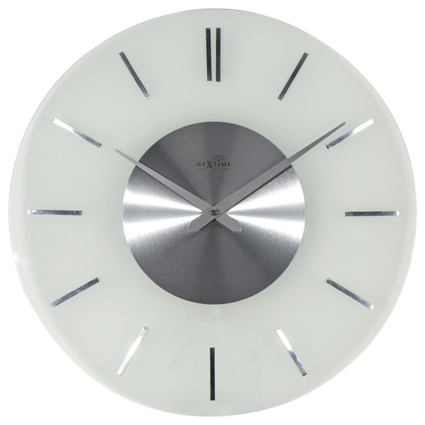 NeXtime NE-3147 Wandklok Dia. 40 Cm, Melkglas, 'Stripe' Radio Controlled