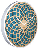 NeXtime NE-3149TQ Wandklok Dia. 50 Cm, Hout & Stof, Turquoise, 'Sun Big'