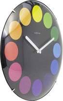 NeXtime NE-3167 Wandklok Dia. 35 Cm, Bol Glas, Zwart, 'Dots Dome'