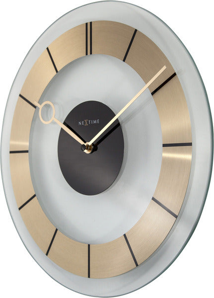 NeXtime NE-2790GO Wandklok Dia. 31 Cm, Glas, Goud, 'Retro'