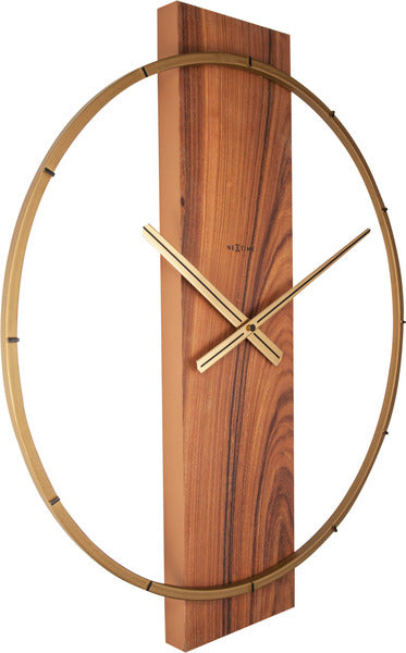 NeXtime NE-3195BR Wandklok 50.8x58.2x4.3, Hout/Steel, Bruin