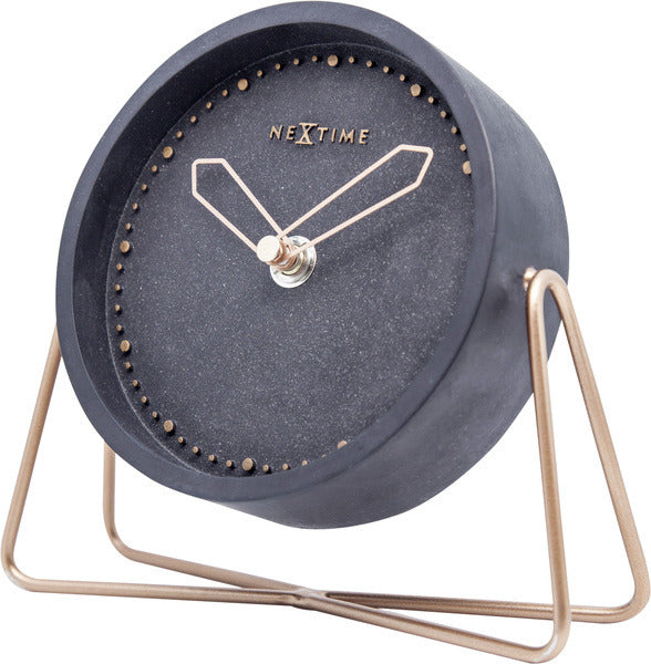 NeXtime NE-5204ZW Tafelklok 17.5x15.5x5 Cm, Polyresin, Zwart