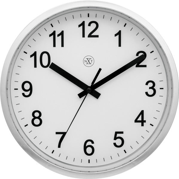 NeXtime NX-7307ZI Wandklok NXT Diam. 25,5 Kunststof Zilver, Witte Wijzerplaat