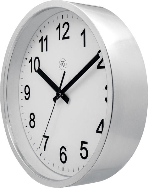 NeXtime NX-7307ZI Wandklok NXT Diam. 25,5 Kunststof Zilver, Witte Wijzerplaat